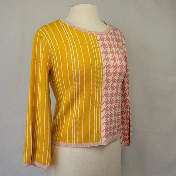 Dolan Anthropologie Stripe & Houndstooth Sweater Size XS - Picture 3 of 15